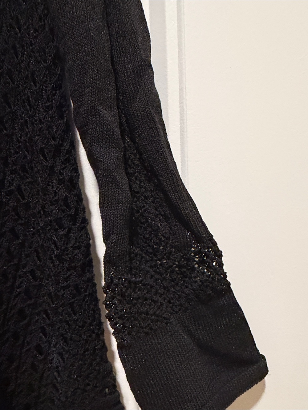 BCBGMaxAzria Black Open-Weave Draped Cardigan - Picture 3 of 4